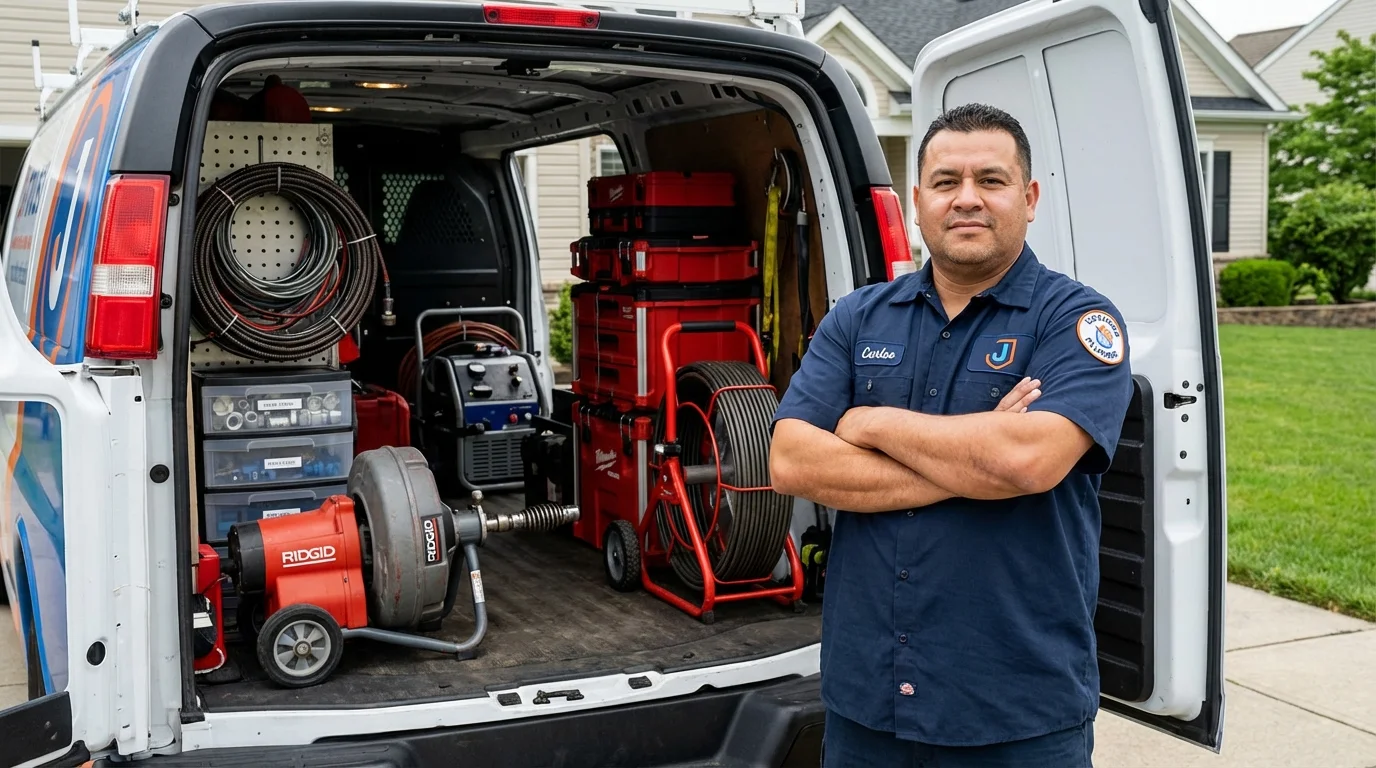 Professional drain cleaning equipment and Johns Plumbing LLC plumber in North Falmouth