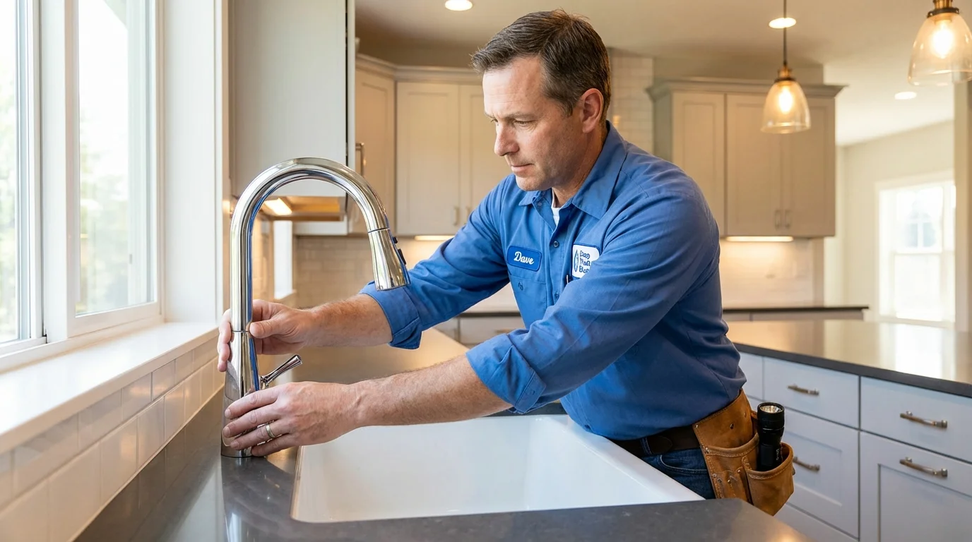 Kitchen faucet installation by Johns Plumbing LLC in North Falmouth