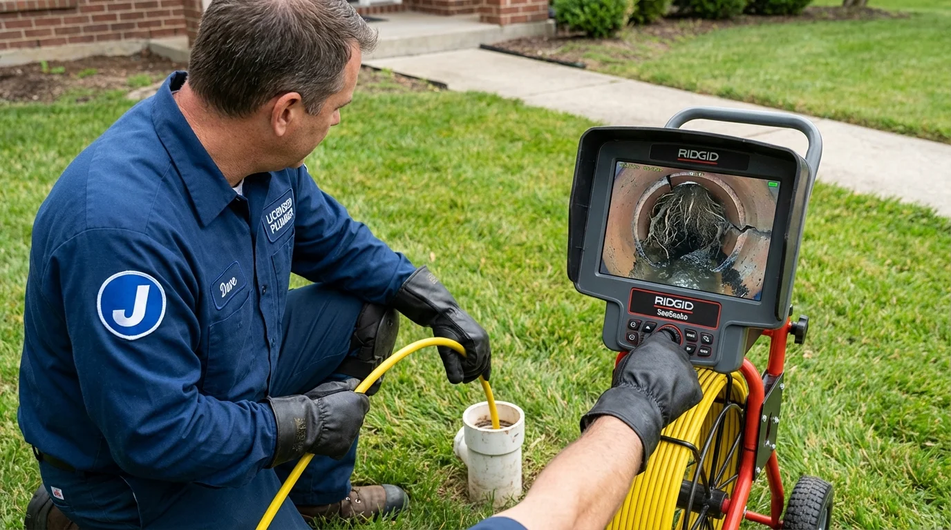 Sewer camera inspection being performed by Johns Plumbing LLC in North Falmouth